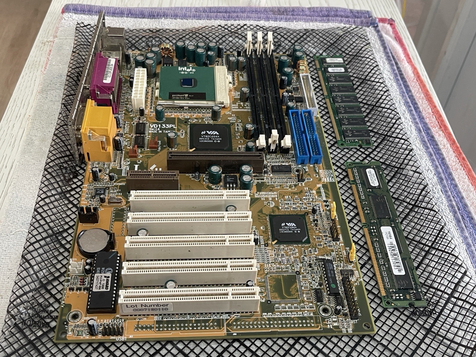 IWILL VD133PL Ver 1.6 Socket 370 Motherboard + PC133 SDRAM RAM Lot – Untested