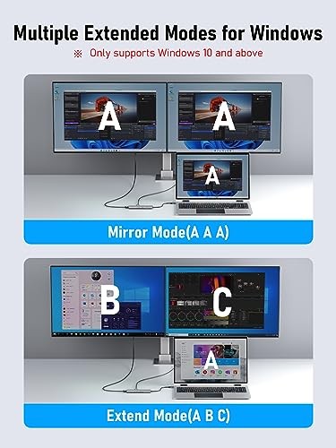GRAY - LEMORELE SPECS: LEMORELE USB C TO DUAL HDMI ADAPTER TC73 PLUS