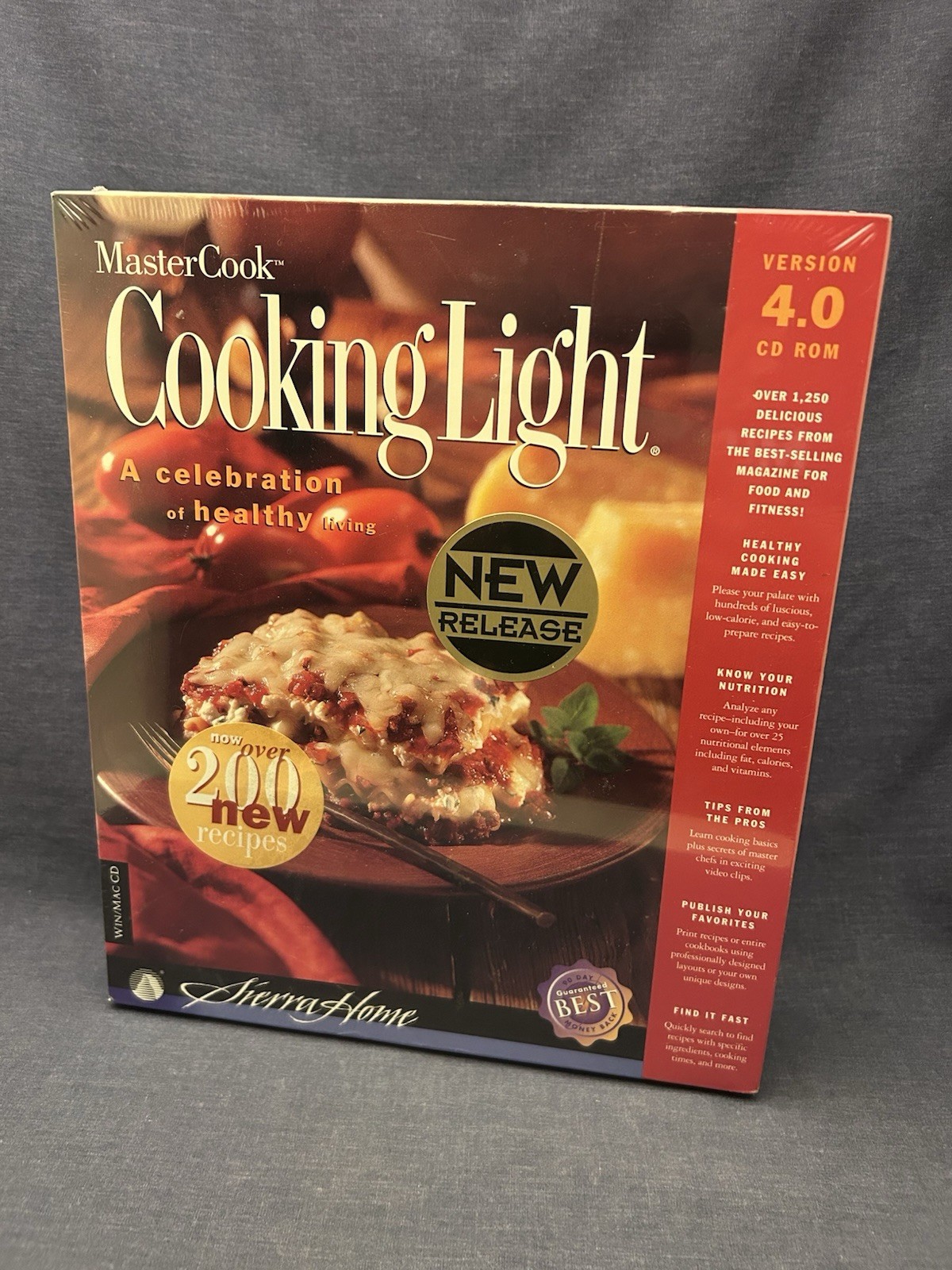 1996 SEALED NIP MasterCook Cooking Light Sierra Big Box Home Cook Recipe PC Vtg 