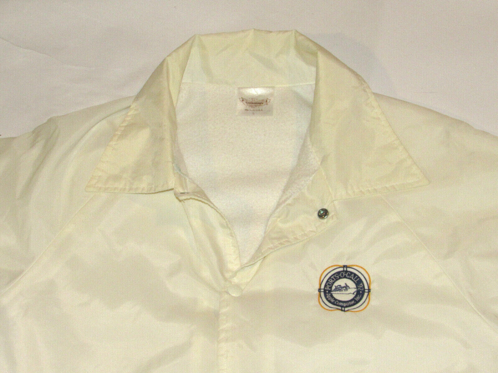 VINTAGE 1992 APPLE COMPUTER INC. PORTS-O'-CALL EMBROIDERED WINDBREAKER JACKET L