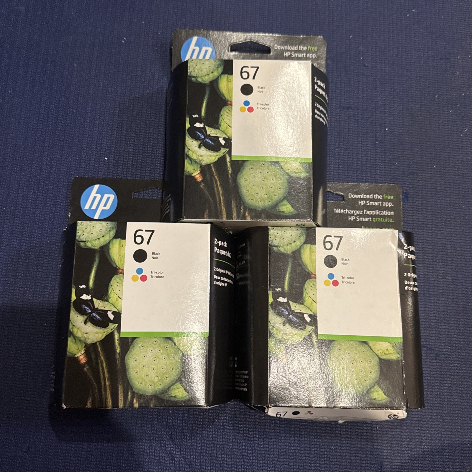 3 PACK Genuine HP 67 Black & Tri-Color ink Cartridges OEM Sealed Box Exp 04/2026