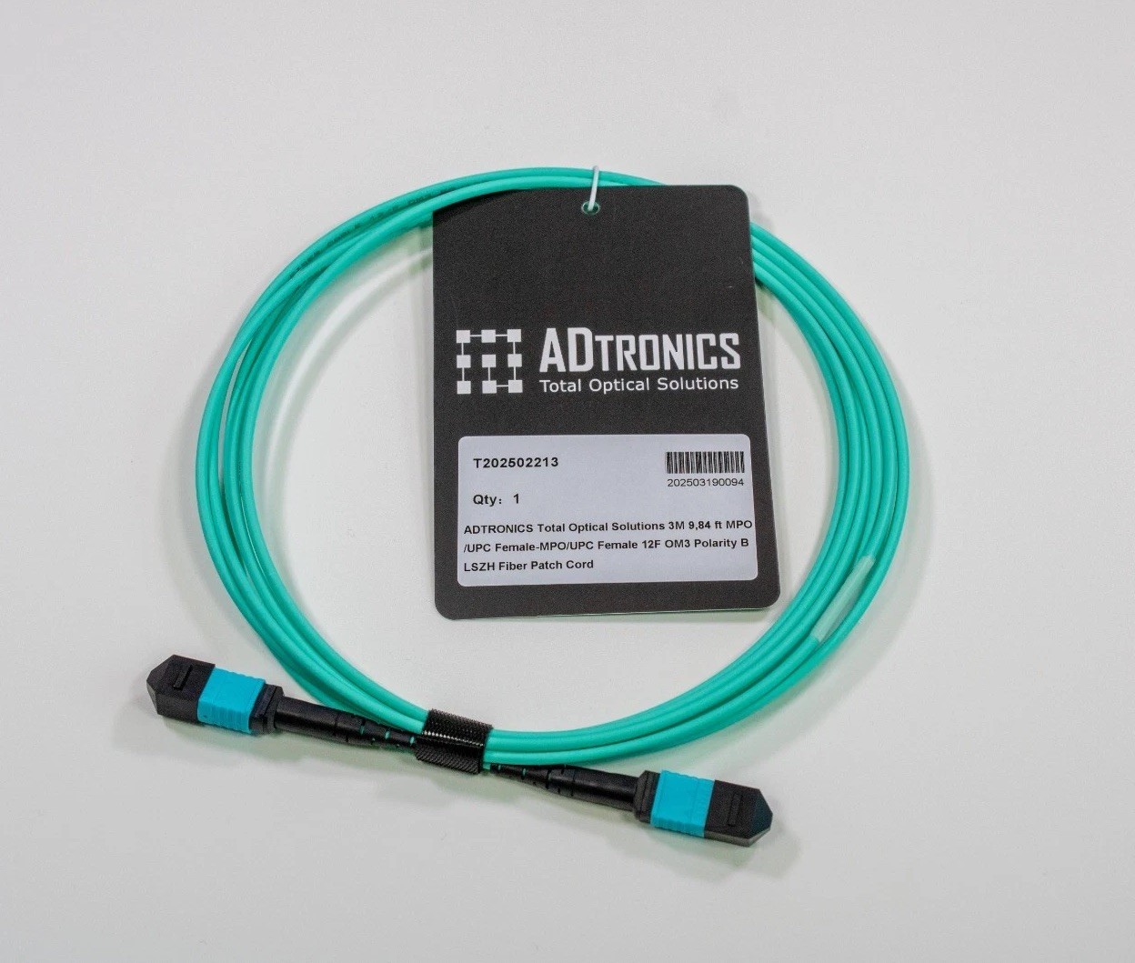 MPO UPC OM3 Fiber Cable 3M 12F Type B Female-Female 40G LSZH