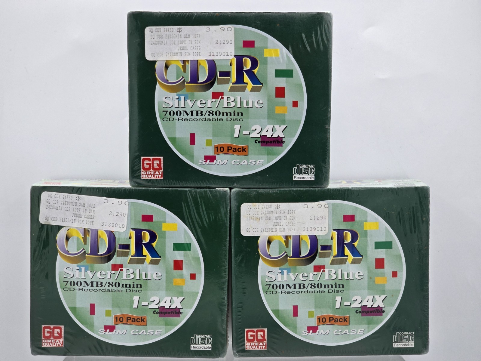 3 Lot GQ Great Quality CD-R Silver/Blue 10 Per Pack Slim Case 700MB/80mins NEW