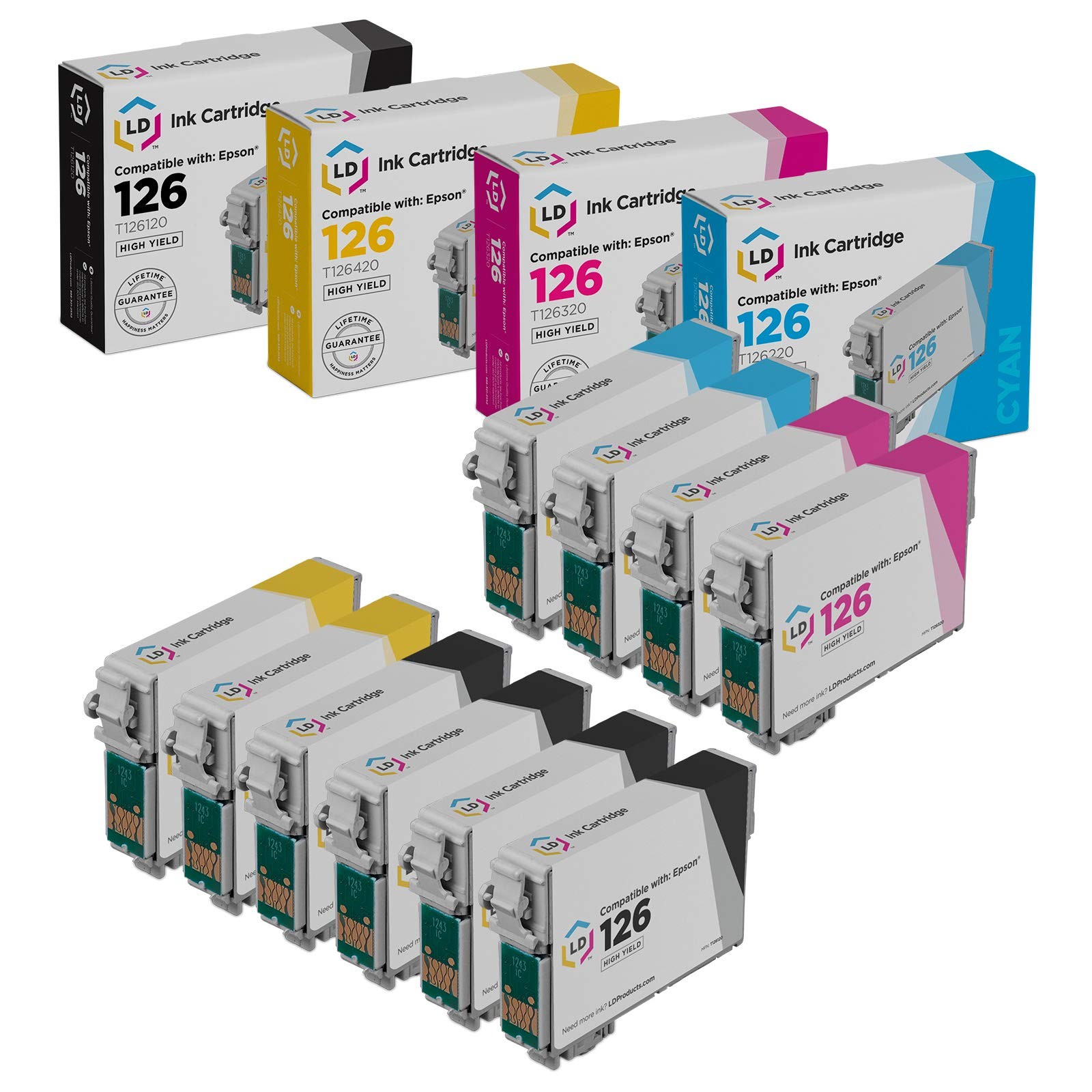 LD Reman Ink Cartridge for Epson T126 126 10 Set T126120 T126220 T126320 T126420