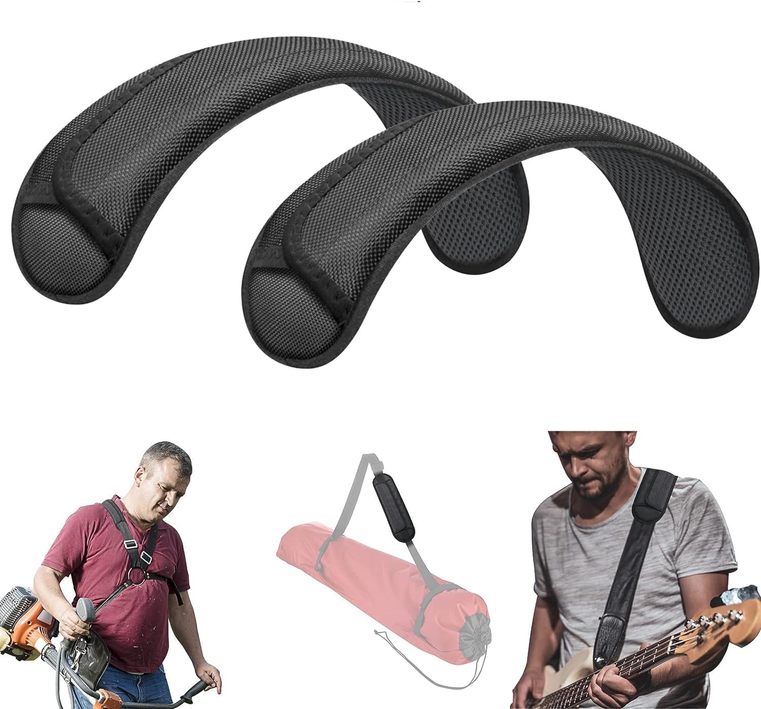 FIEIL 2 Pack Universal Shoulder Strap Pad, Breathable Sandwich Mesh, Black 