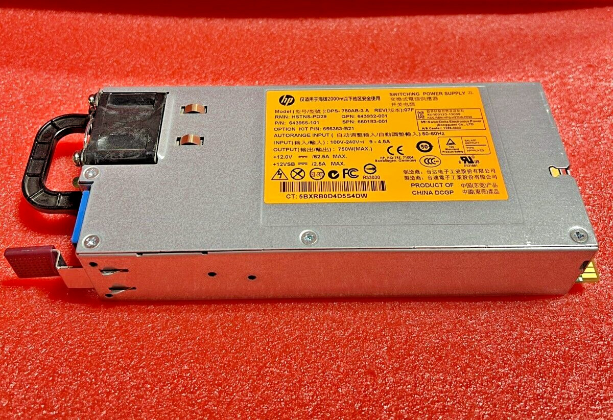 HP 750W CS Platinum Hot Swap Power Supply (660183-001)643932-001 HSTNS-PD29