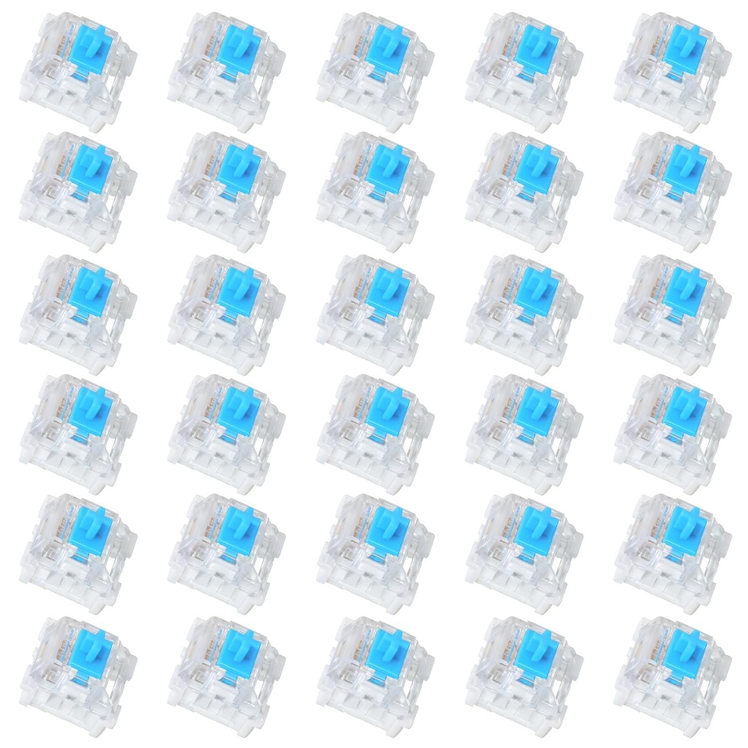30 Pieces Blue Mechanical Keyboard Switches, 3 Pin Pre-Lubricated Clicky Key Swi