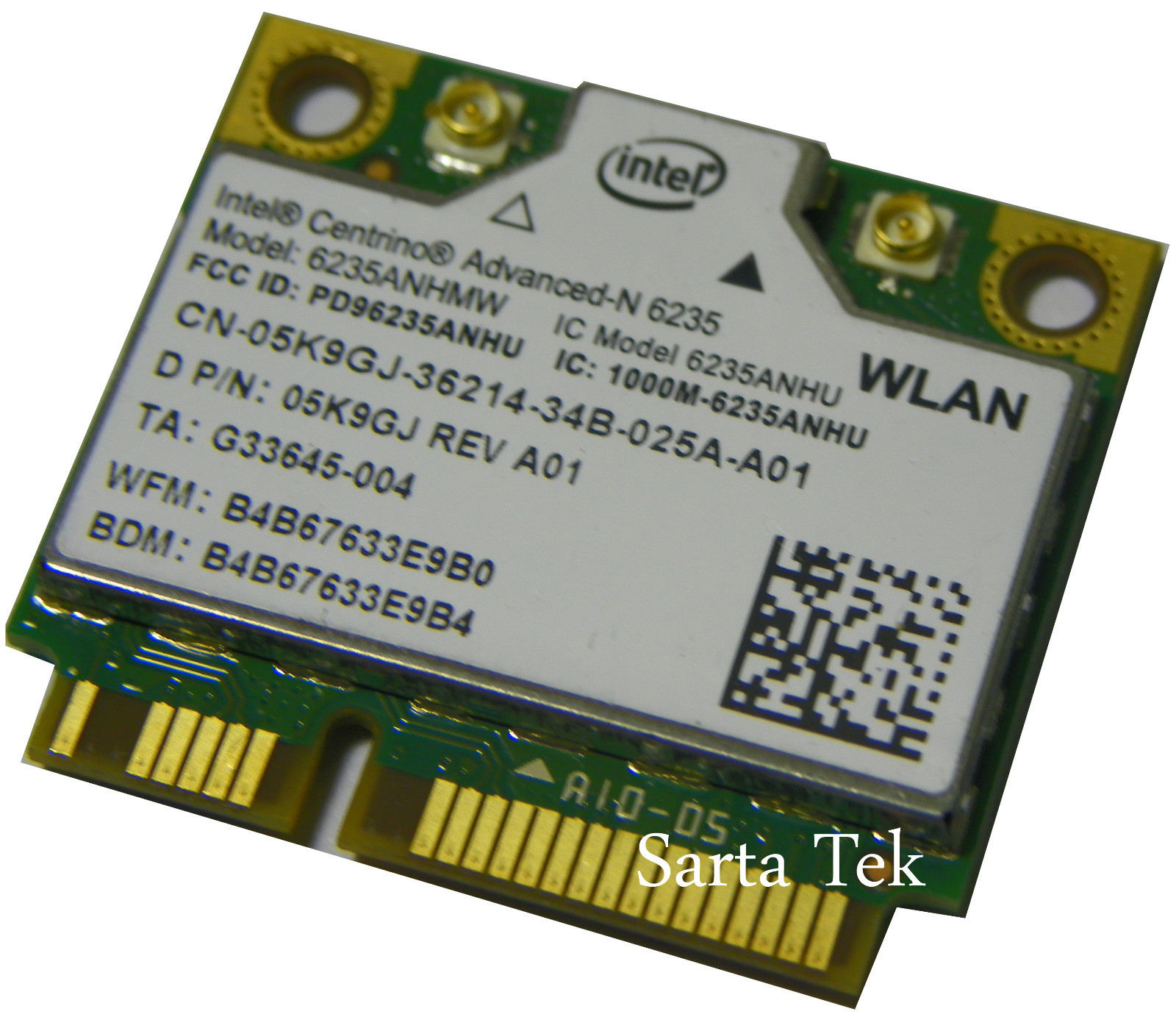 Dell OEM 5K9GJ Intel Advanced-N 6235 802.11a/b/g/n 6235ANHMW BT 4.0 PCIe Half