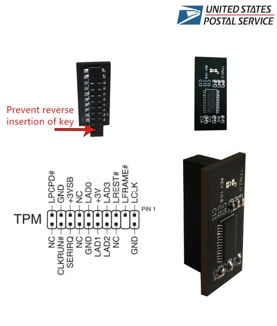 TPM 2.0 Security Module Trusted Platform For ASUS Mainboard 20Pin LPC Windows 11
