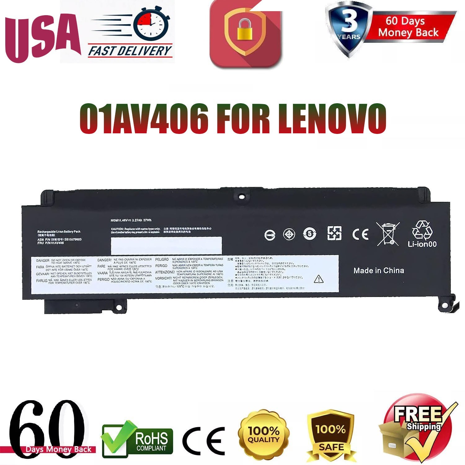 01AV406 For Lenovo ThinkPad Battery T460s T470s 00HW024 00HW025 01AV405 24Wh US