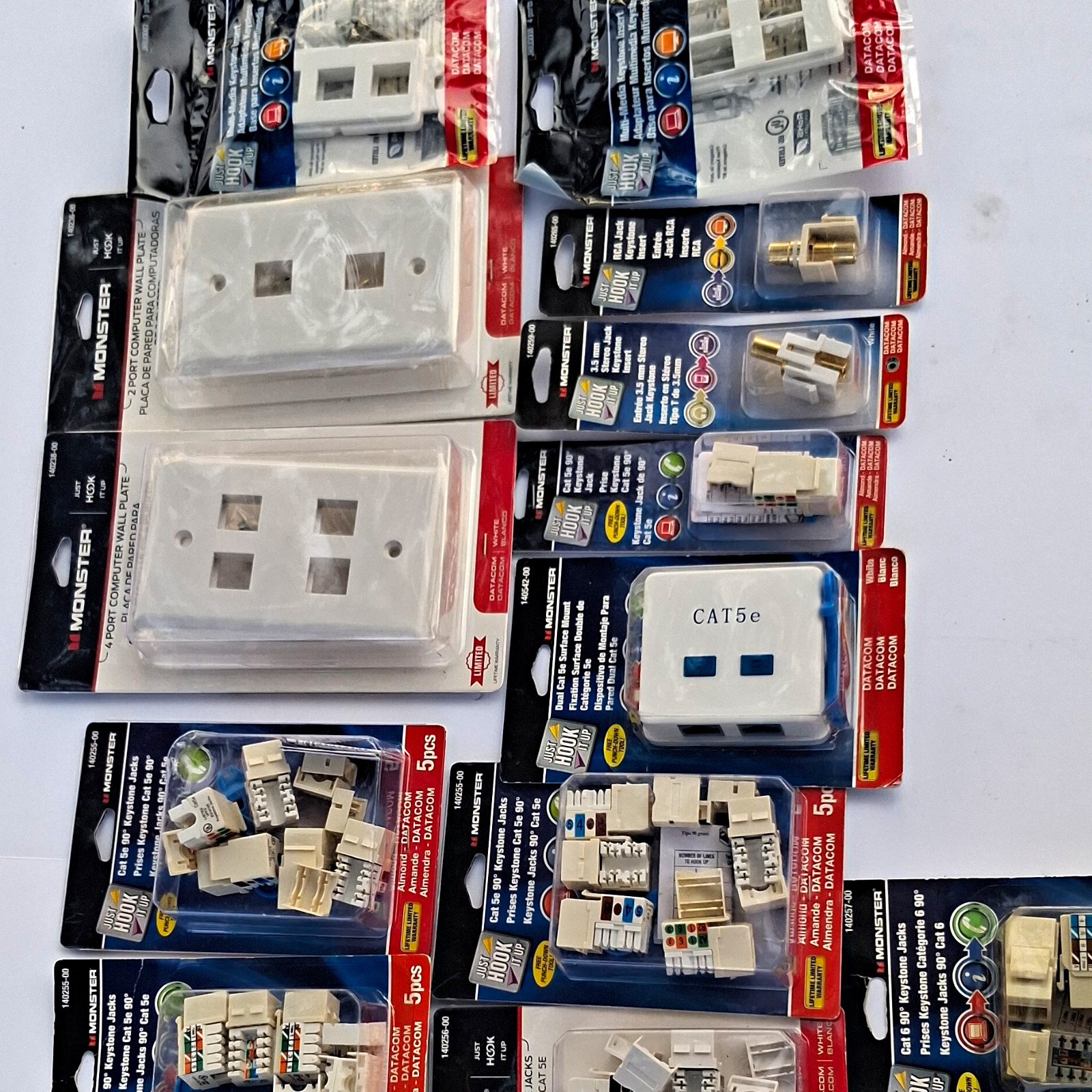 Monster Cat 6 90° RJ-45 Punch-Down Keystone Jack Almond 5-Pack 140255-00
