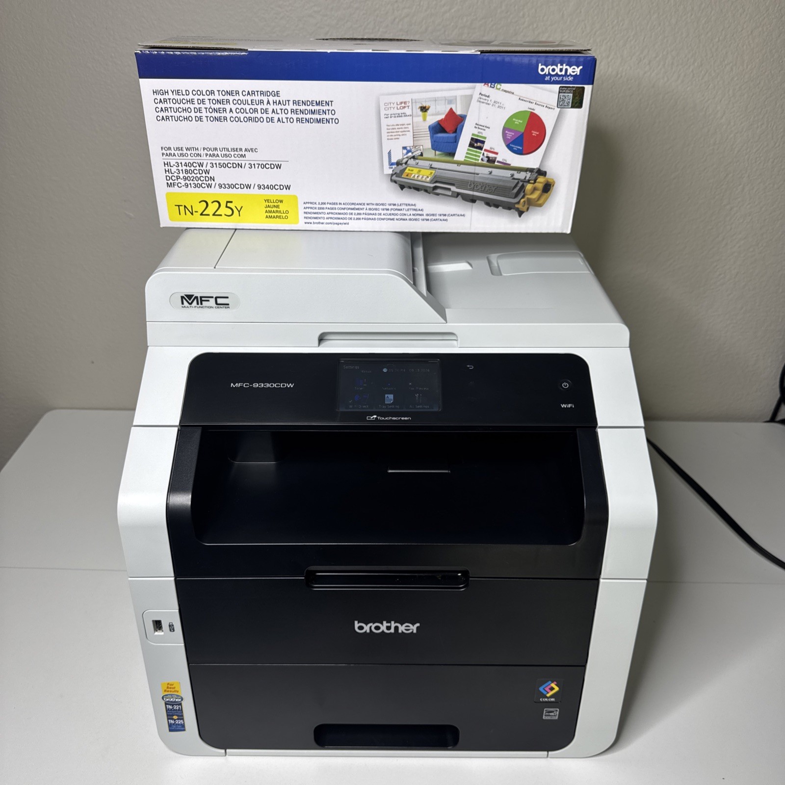 Brother MFC-9330CDW Wireless Color LED All-in-One Printer w TN-225Y Yellow Toner