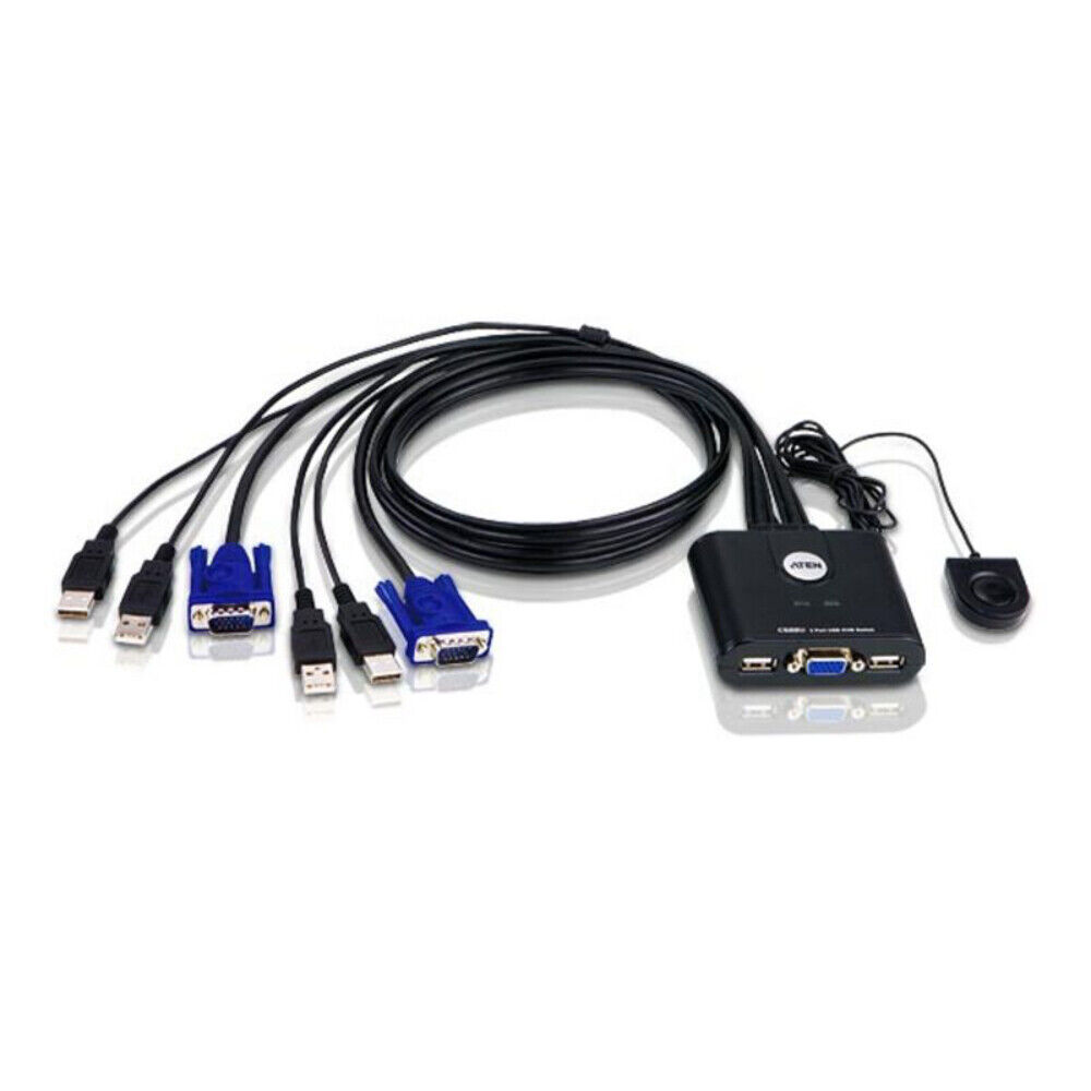 Aten Cs22U 2-Port USB KVM Switch 2 Cables Supports up to 2048x1536
