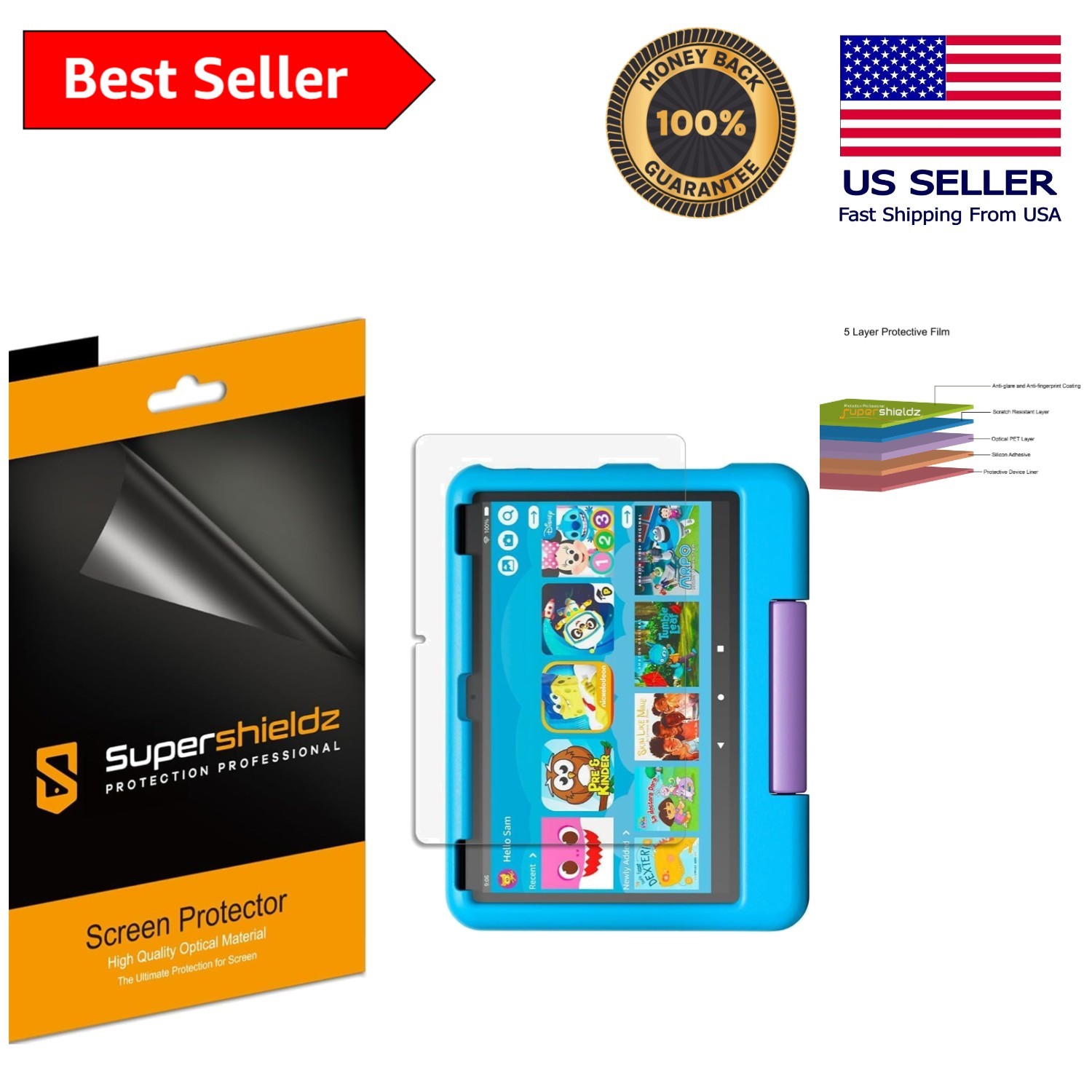 Durable Anti-Glare and Anti-Fingerprint Shield for Fire HD 10 Kids 10.1 Inch