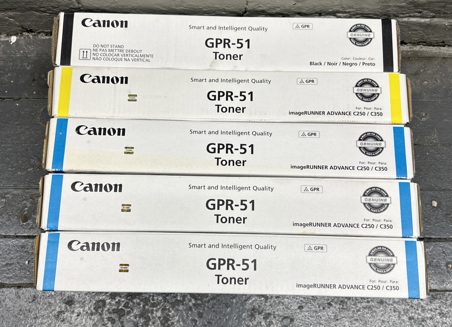 Lot Of 5 Canon GPR-51 Ink Cartridge - Yellow,Cyan,Black - Genuine New OEM Kit