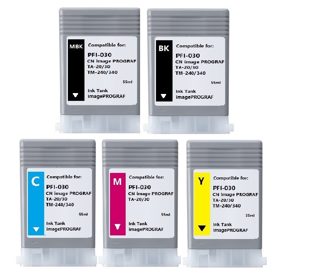 5 Pack PFI-030 Ink Cartridge tank Fit Canon ImagePROGRAF IPF TA-20 TA-30