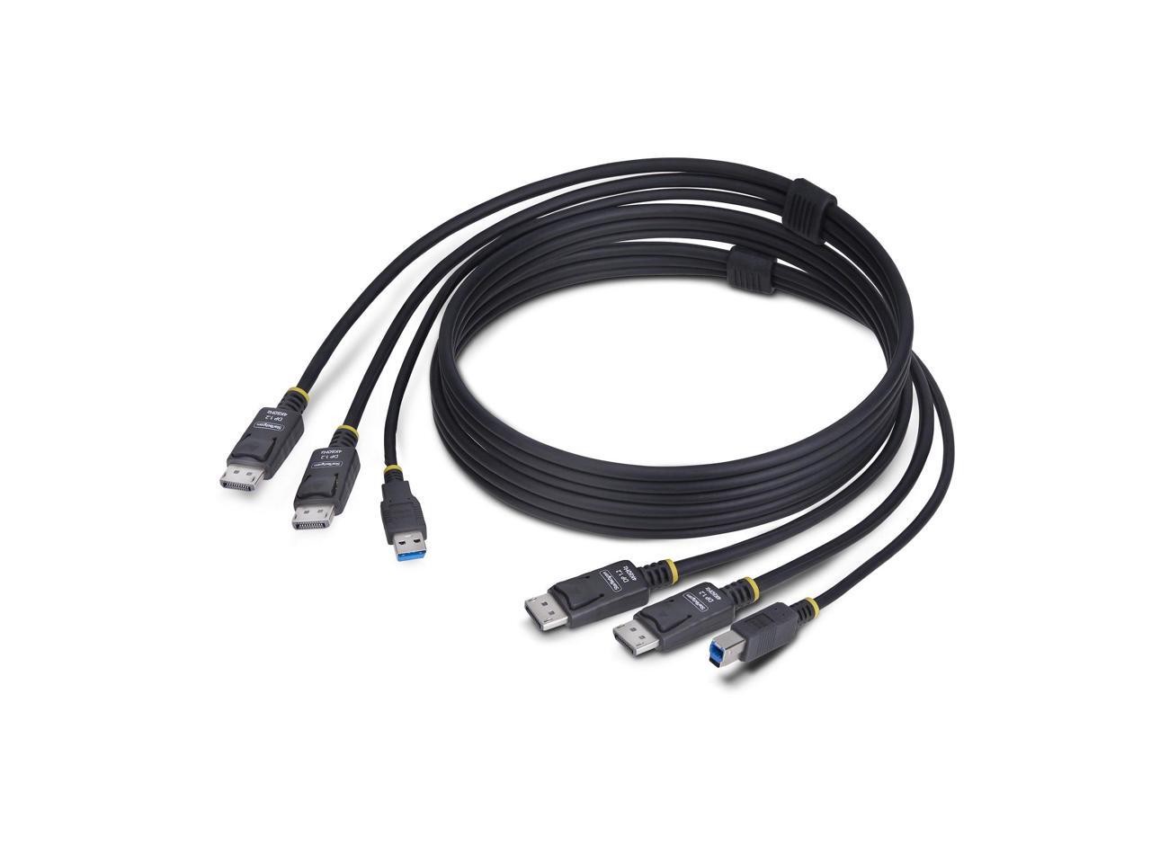 StarTech 6ft (1.8m) Dual-DisplayPort and USB 5Gbps KVM Cable, 4K 60Hz, DP 1.2 an