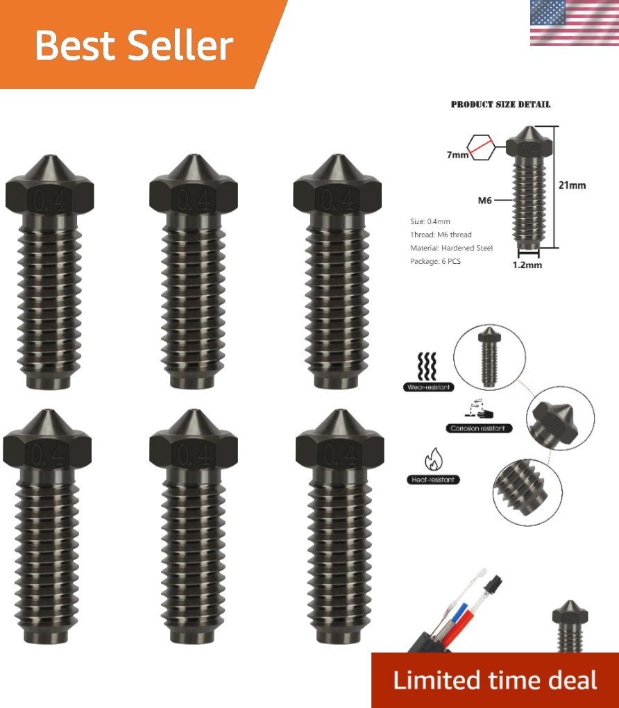 0.4mm 6PCS Hardened Steel Nozzles for Anycubic Kobra 2 - Smooth Performance