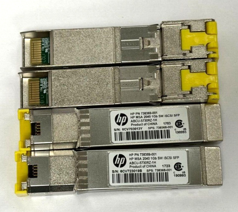 Lot Of 4 HP 738369-001 MSA 2040 1GB SW ISCSI SFP Transceivers