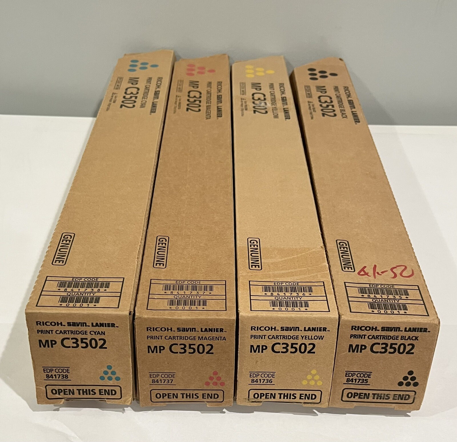 Genuine Ricoh Savin Lanier MP C3502 Full Set KCMY Print Toner 841735,36,37,38
