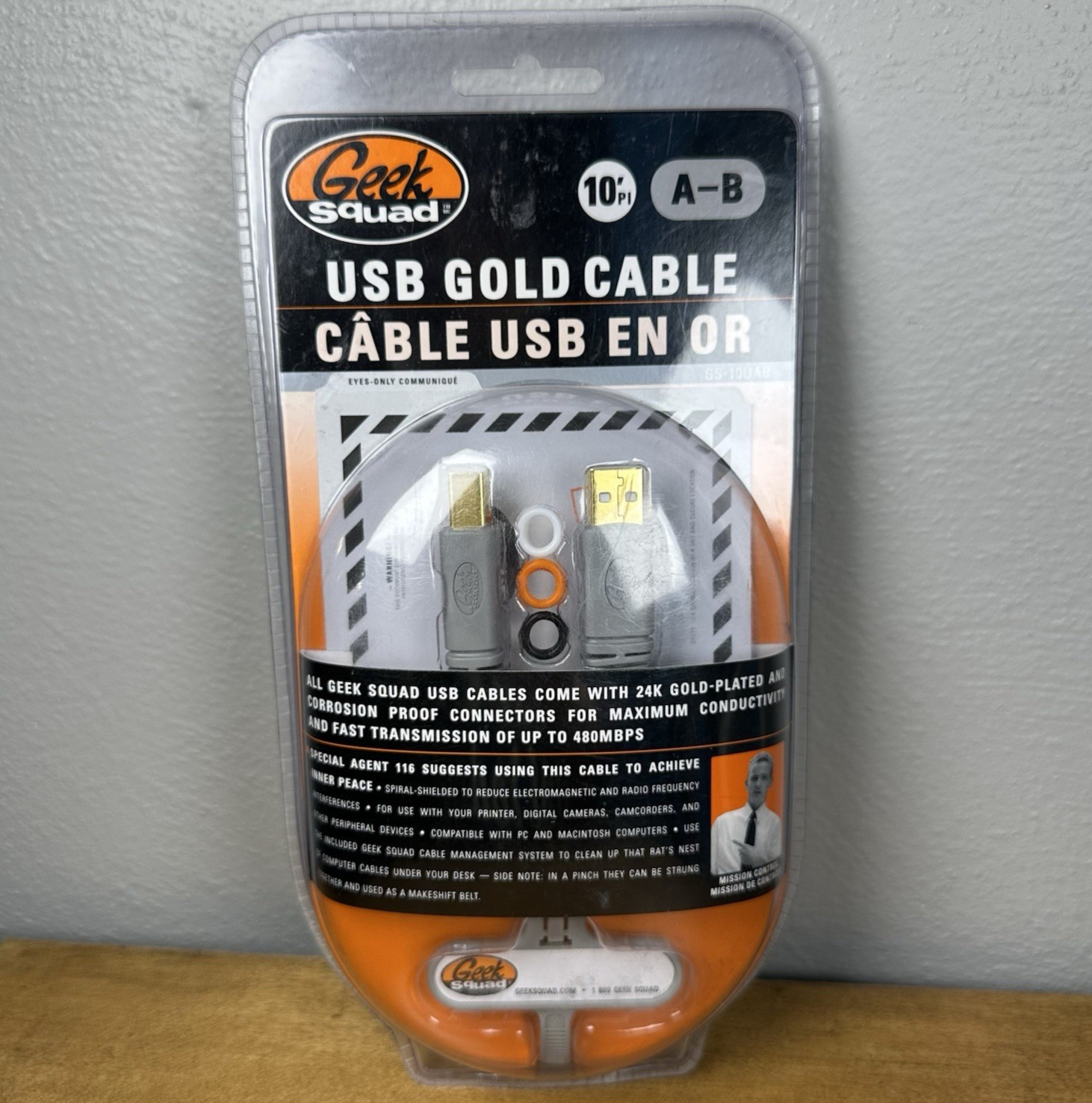 Geek Squad USB Gold Cable USB EN OR 10'  A-B GS-10UAB Brand New SEALED