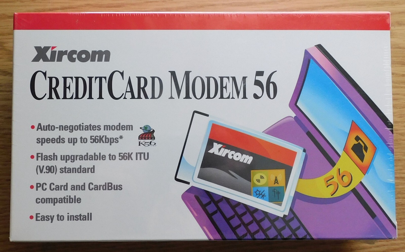 NOS 1998 Xircom CreditCard Modem 56, 56Kbps PC Card modem for portable PCs