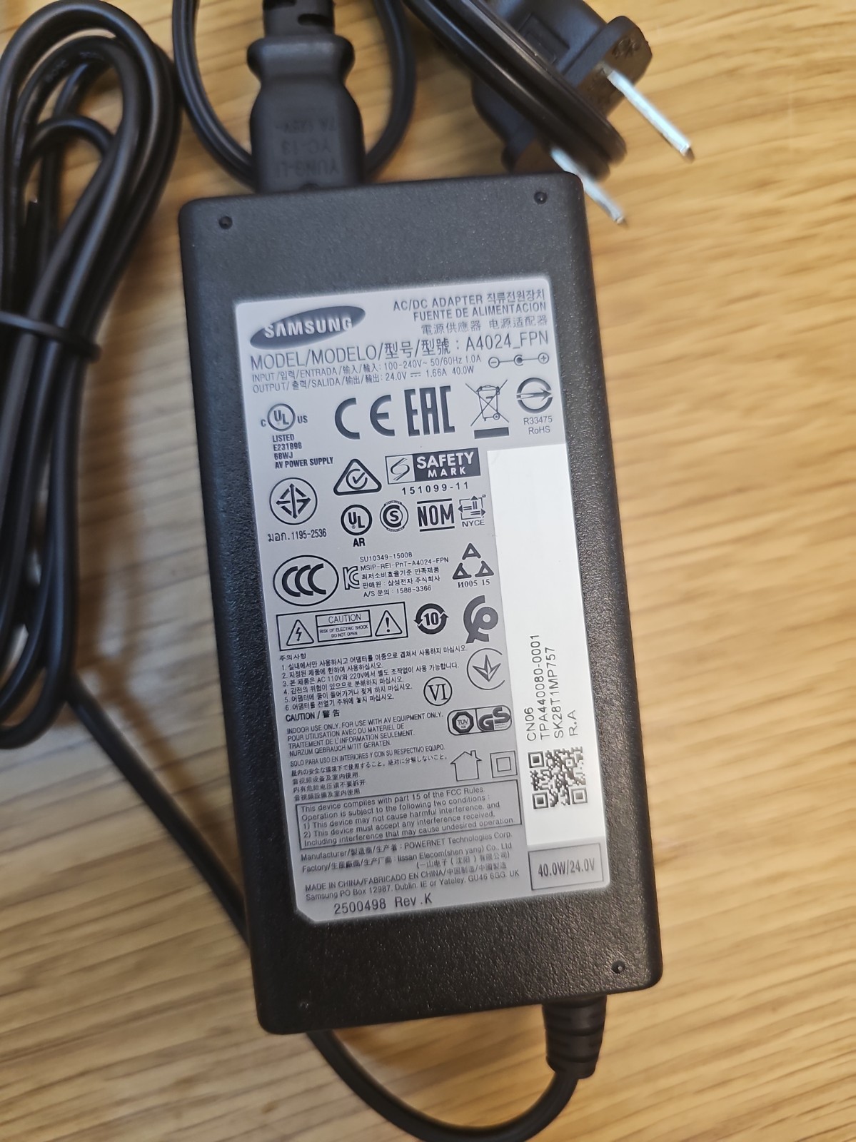 Genuine Samsung LCD Monitor Power Supply 24V A4024_FPN with Cord.
