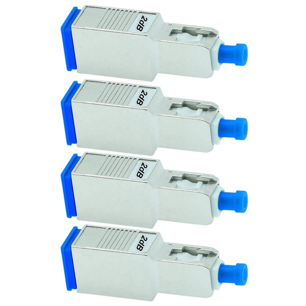 4 Pcs 2dB SC UPC Connector Fiber Optic Optical Single Mode Attenuator Metal Blue