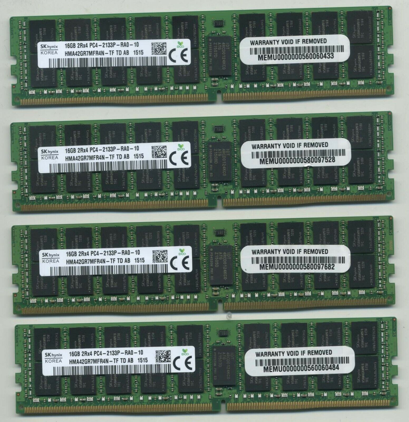 HYNIX HMA42GR7MFR4N-TF 16GBx4 64GB PC4-17000 DDR4-2133 ECC Registered for Server