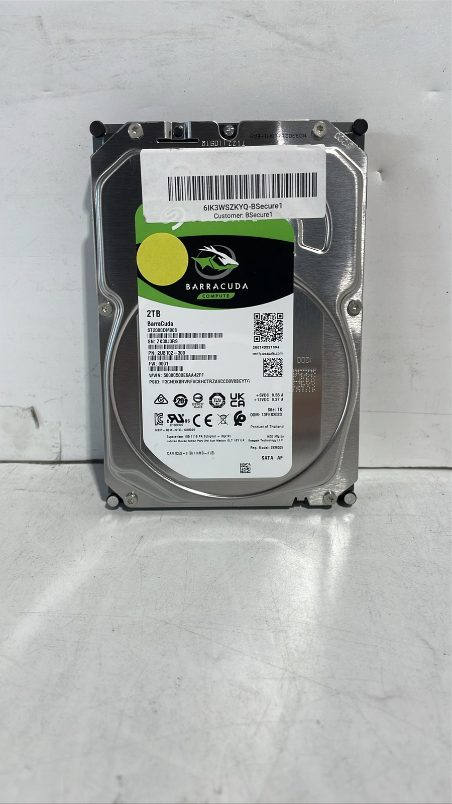Seagate BarraCuda ST2000DM008 2TB 7200RPM SATA 3.5" Internal Desktop Hard Drive