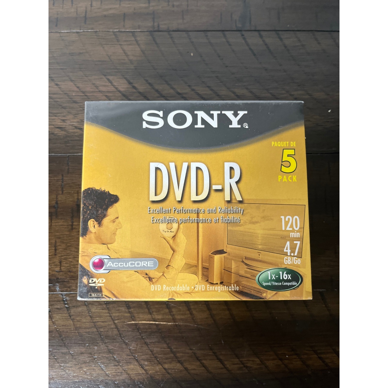Sony DVD-R 4.7GB 120min 16x AccuCORE Blank Recordable Media 5 Pack Sealed