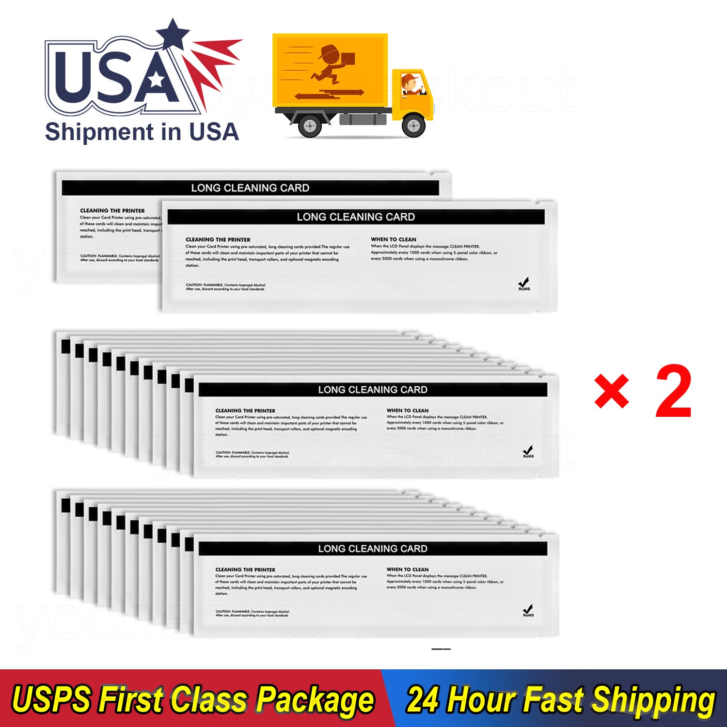 2 Set* 24PCS 105999-701 Cleaning Card Kit for Zebra ZXP Series 7 ZXP7 Printer