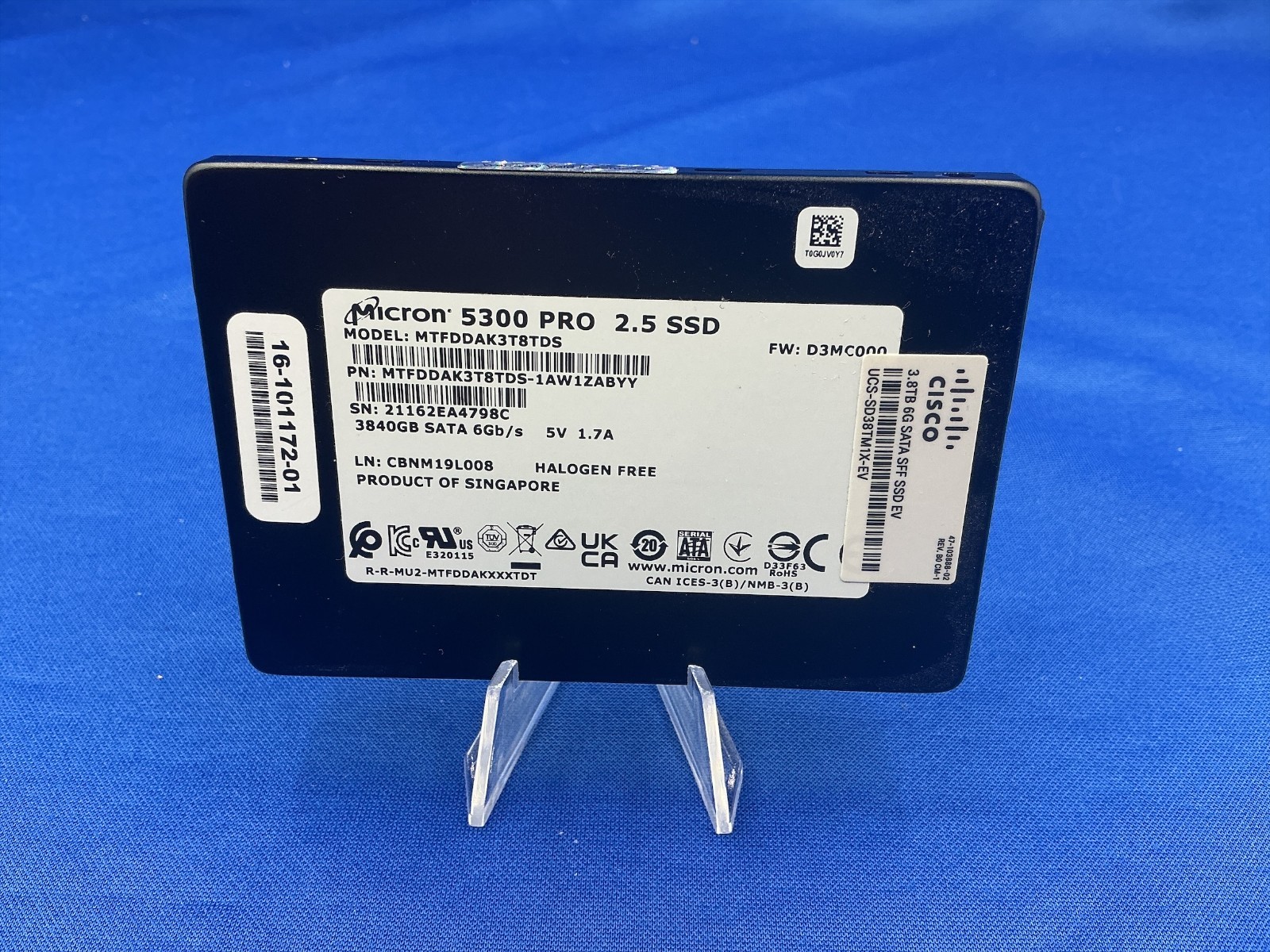 MTFDDAK3T8TDS CISCO/MICRON 5300 ECO 2.5 3.84TB SATA 6Gb/s SSD UCS-SD38TM1X-EV