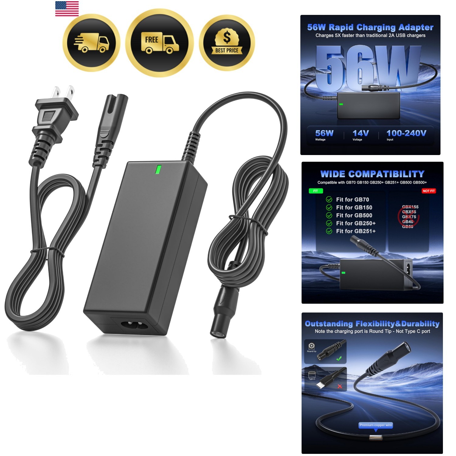 56W 14V Fast Charger Compatible with GB70 GB150 Charger Cord