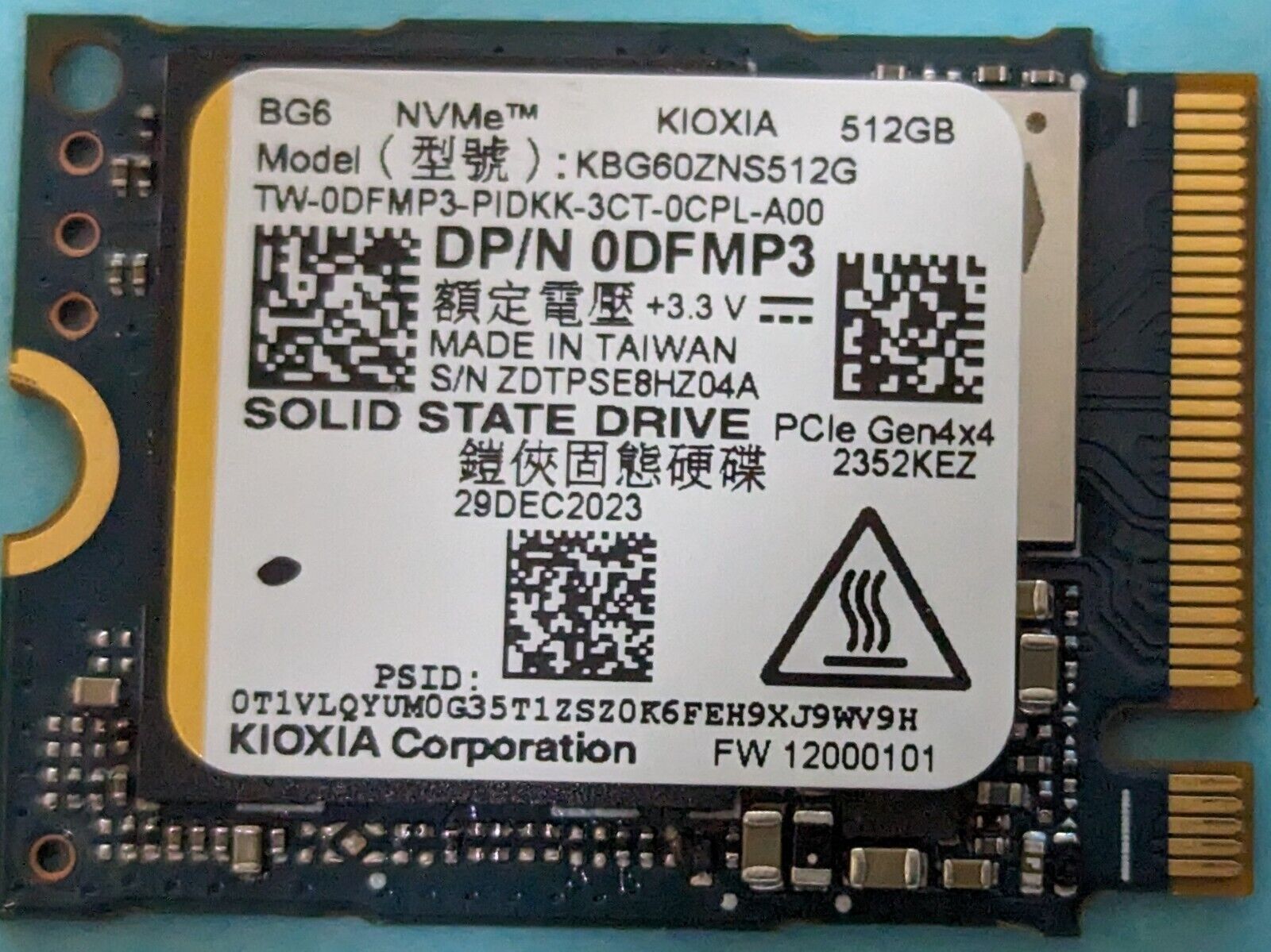 NEW TOSHIBA KIOXIA 512GB KBG60ZNS512G M.2 2230-S3 Single-sided PCIe® 4.0