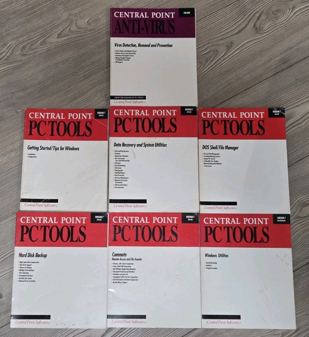 Central Point PC Tools Books Lot Of 7 Version 7 DOS Manual Anti-Virus