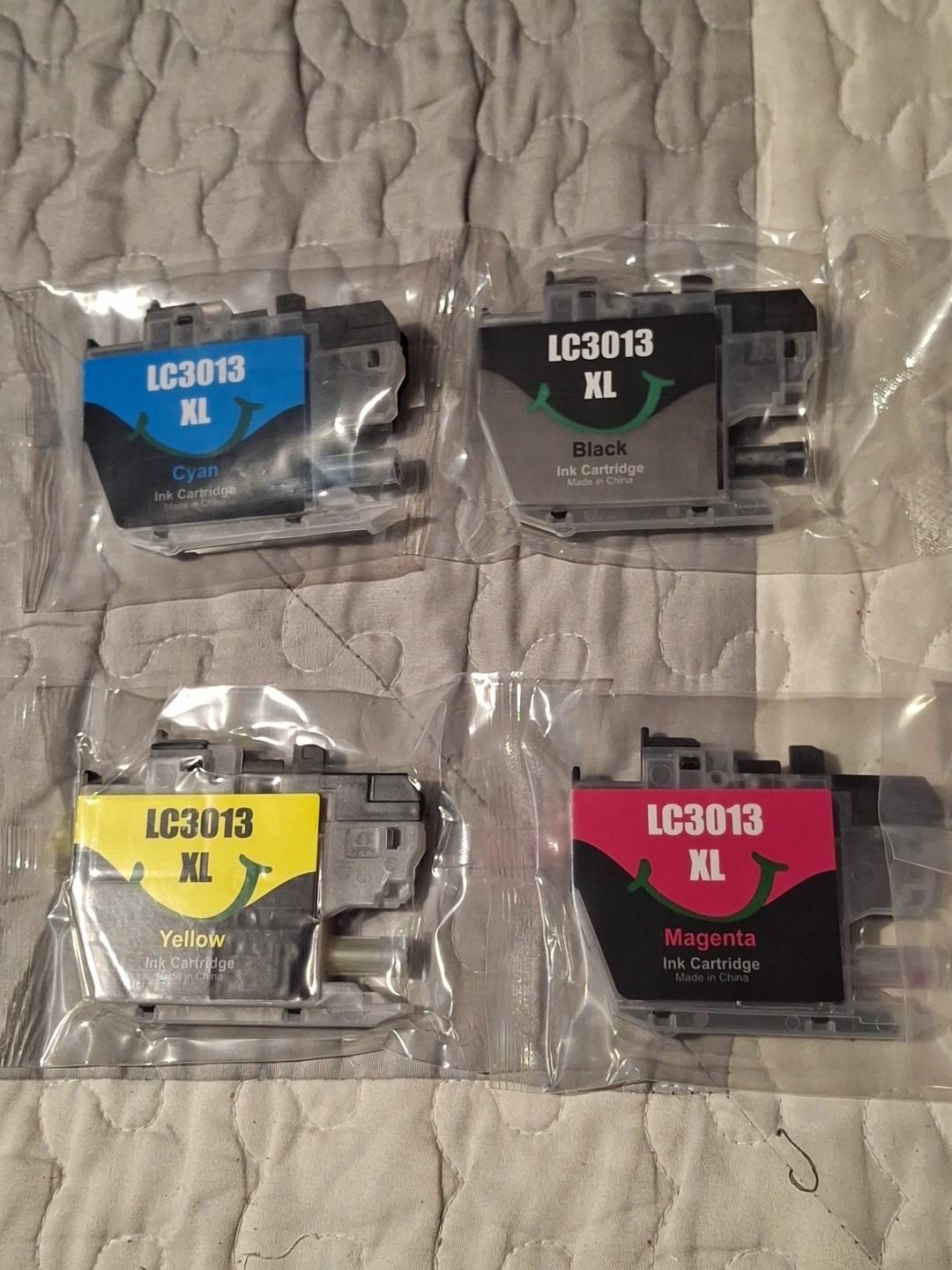 Brothers LC 3013 XL High Yield Ink Cartridges In Black, Cyan, Magenta, Yellow.