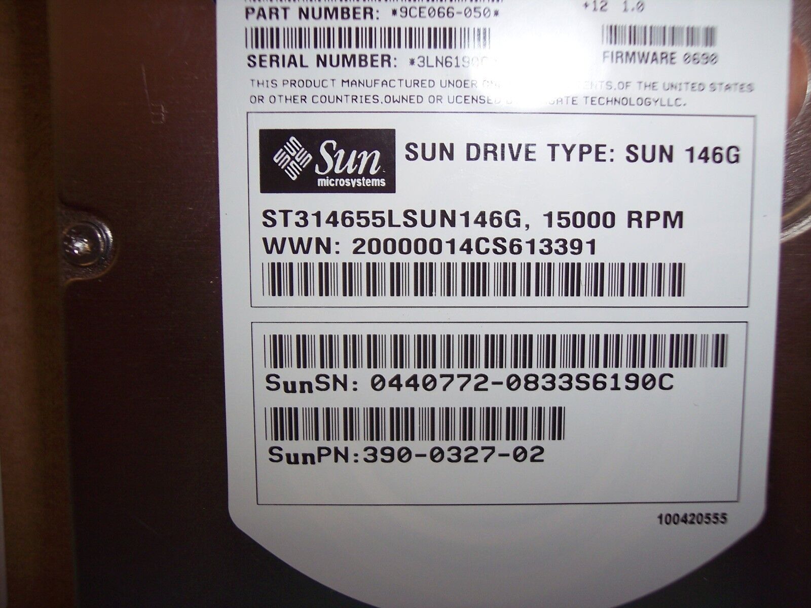 Sun Microsystems 146 GB,Internal,15000 RPM,3.5