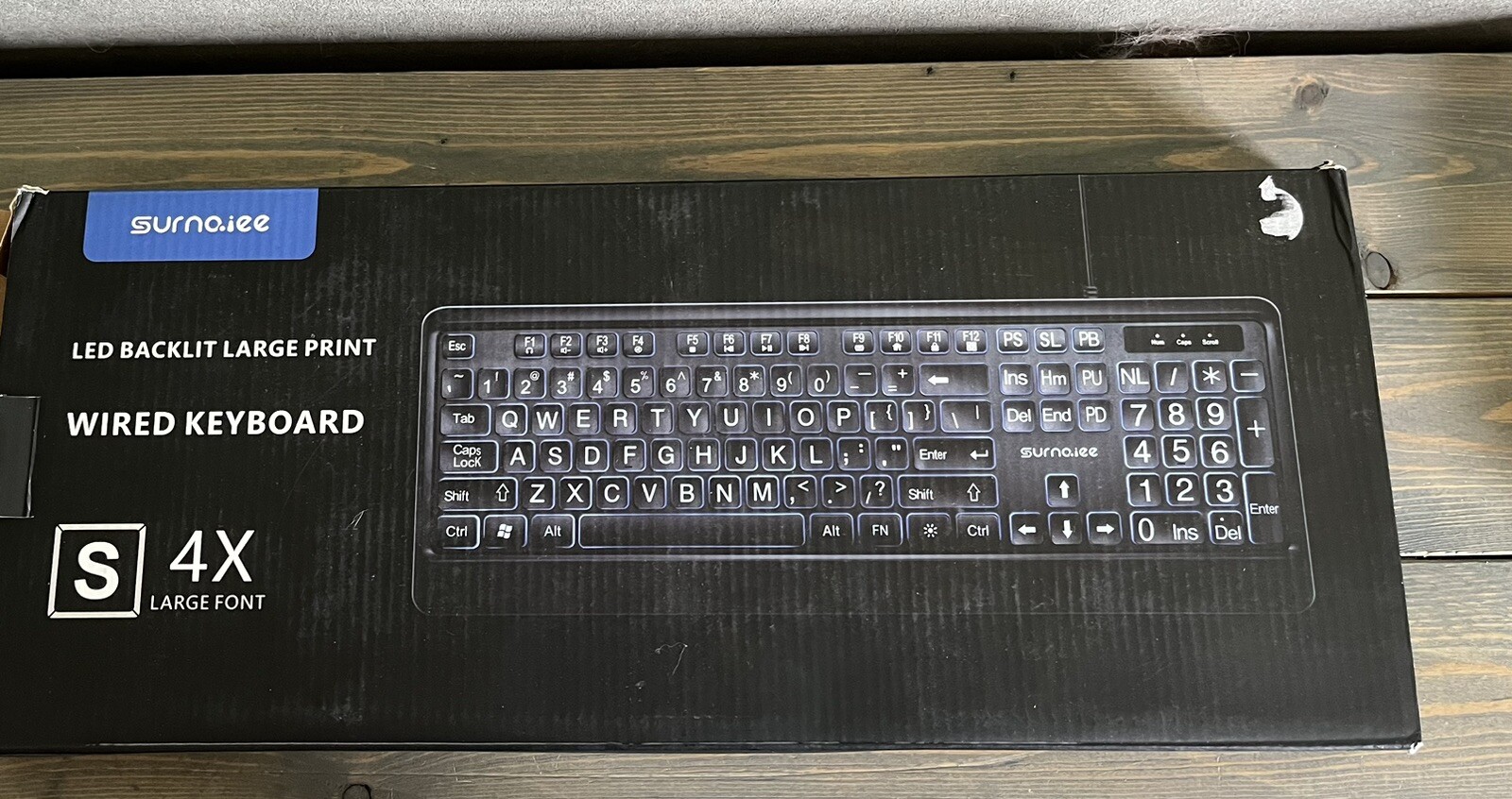 Surno.iee Led Backlit Large Print Wired Keybard 4X Large Font Tested Works