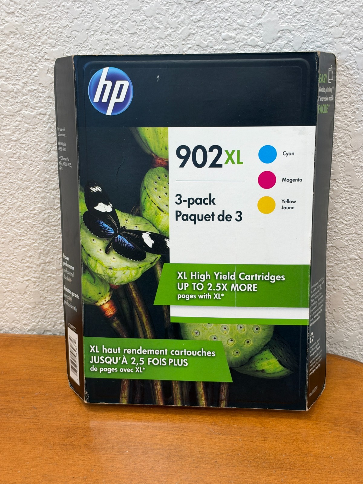New HP 902XL 3-Pack   Yellow, Cyan and Magenta Ink Cartridge . EXPIRED 9/2019