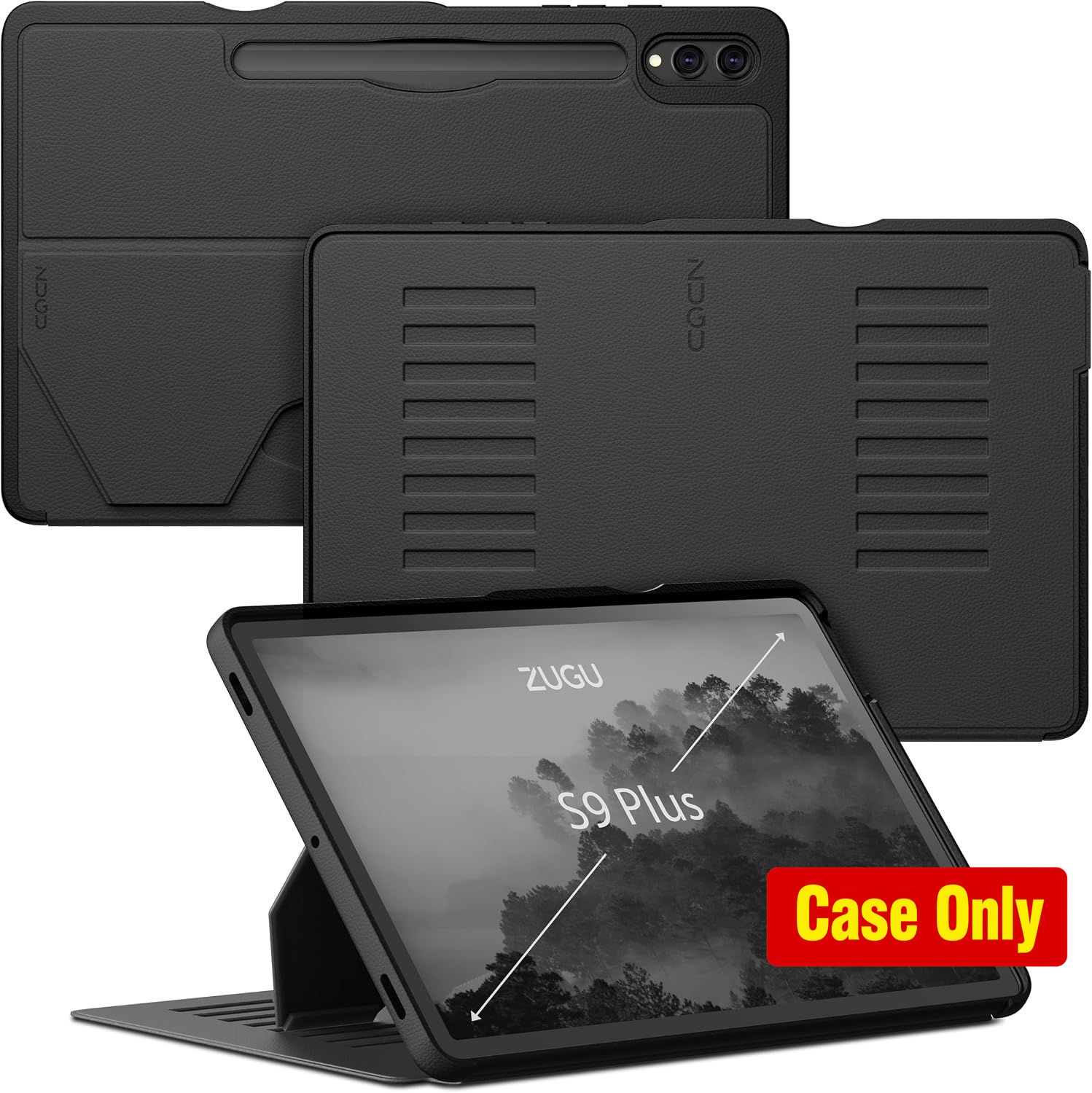 Protective Slim Cover for Galaxy Tab S10+/S9+ 12.4 Inch, Lightweight Black