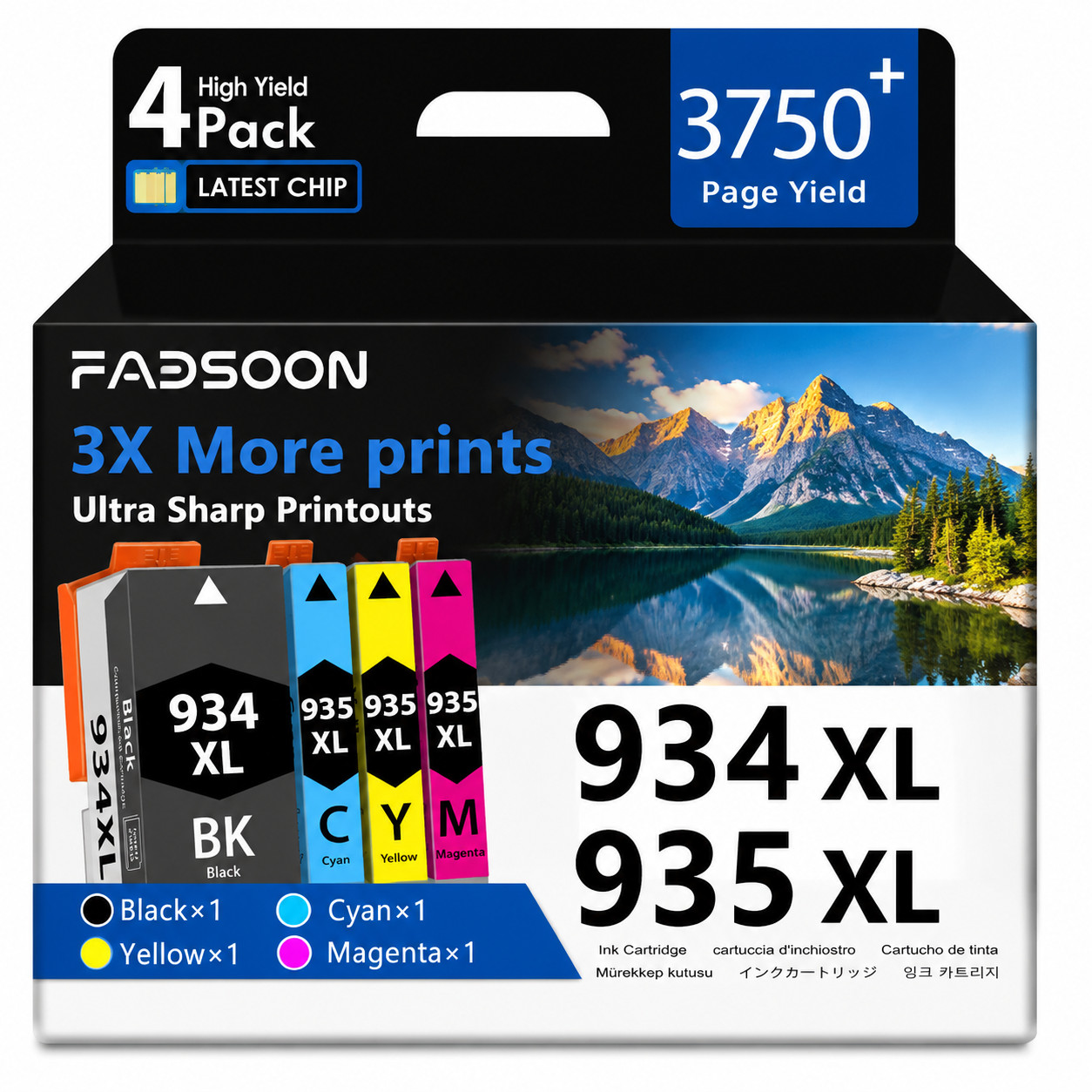 934XL 1BK 935XL 3PK 4 Color High Yield Ink OfficeJet 6220 6800 6812 6815 6820