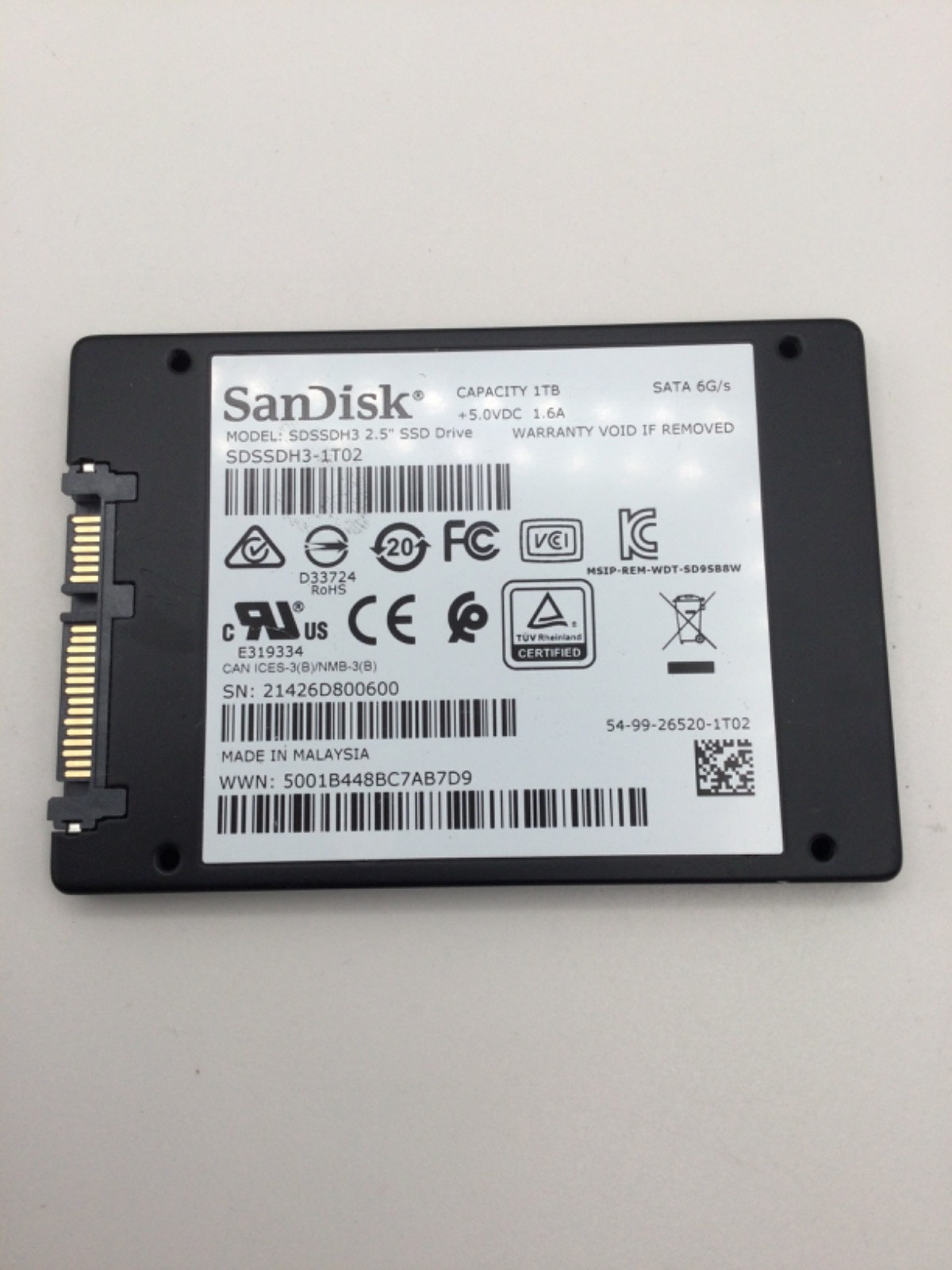 SanDisk Ultra 3D SDSSDH3-1T02 1TB SATA III 2.5" SSD Tested Wiped & Working