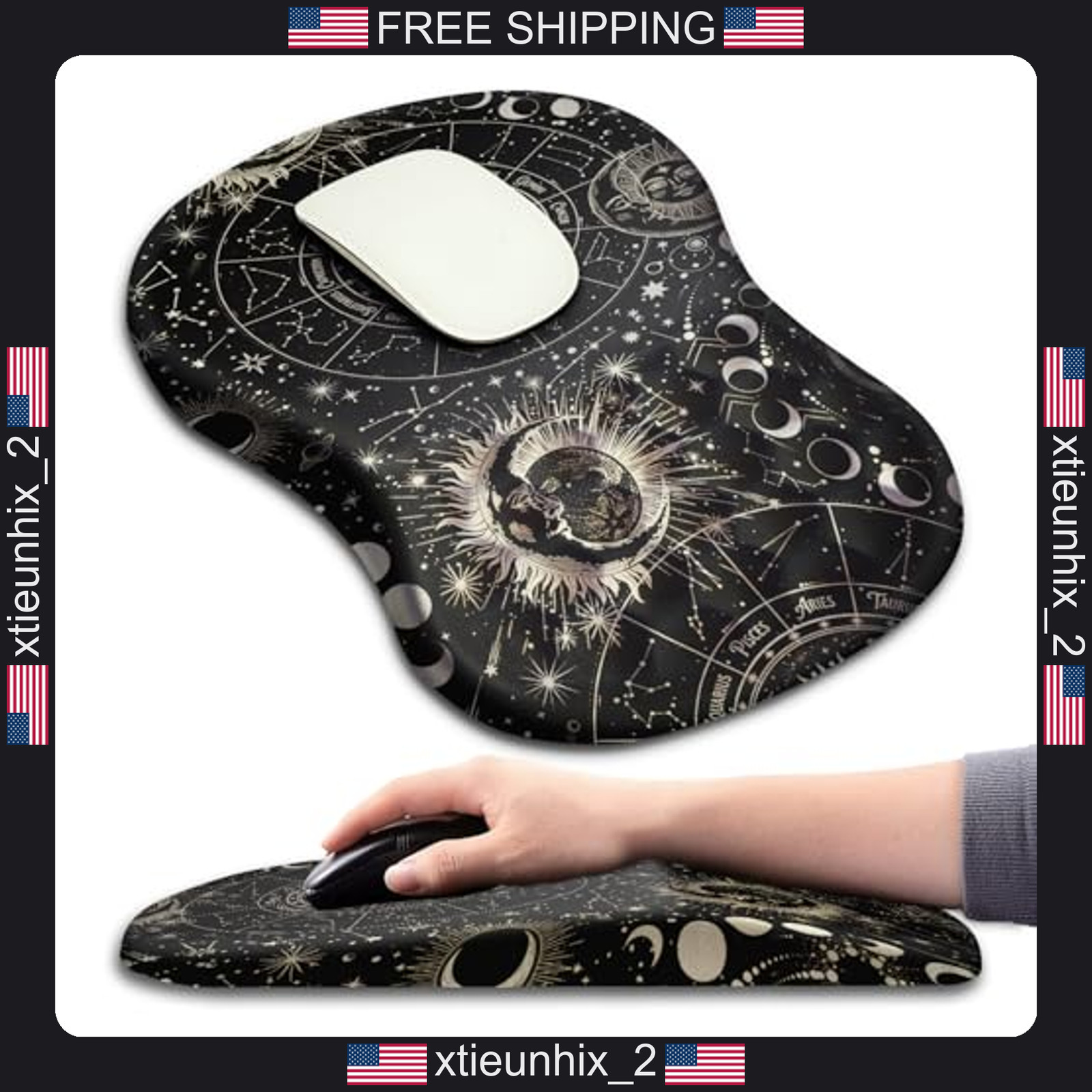 Ergonomic Mouse Pad with Wrist Support, Massage Bump, Memory Foam, Non-Slip Base