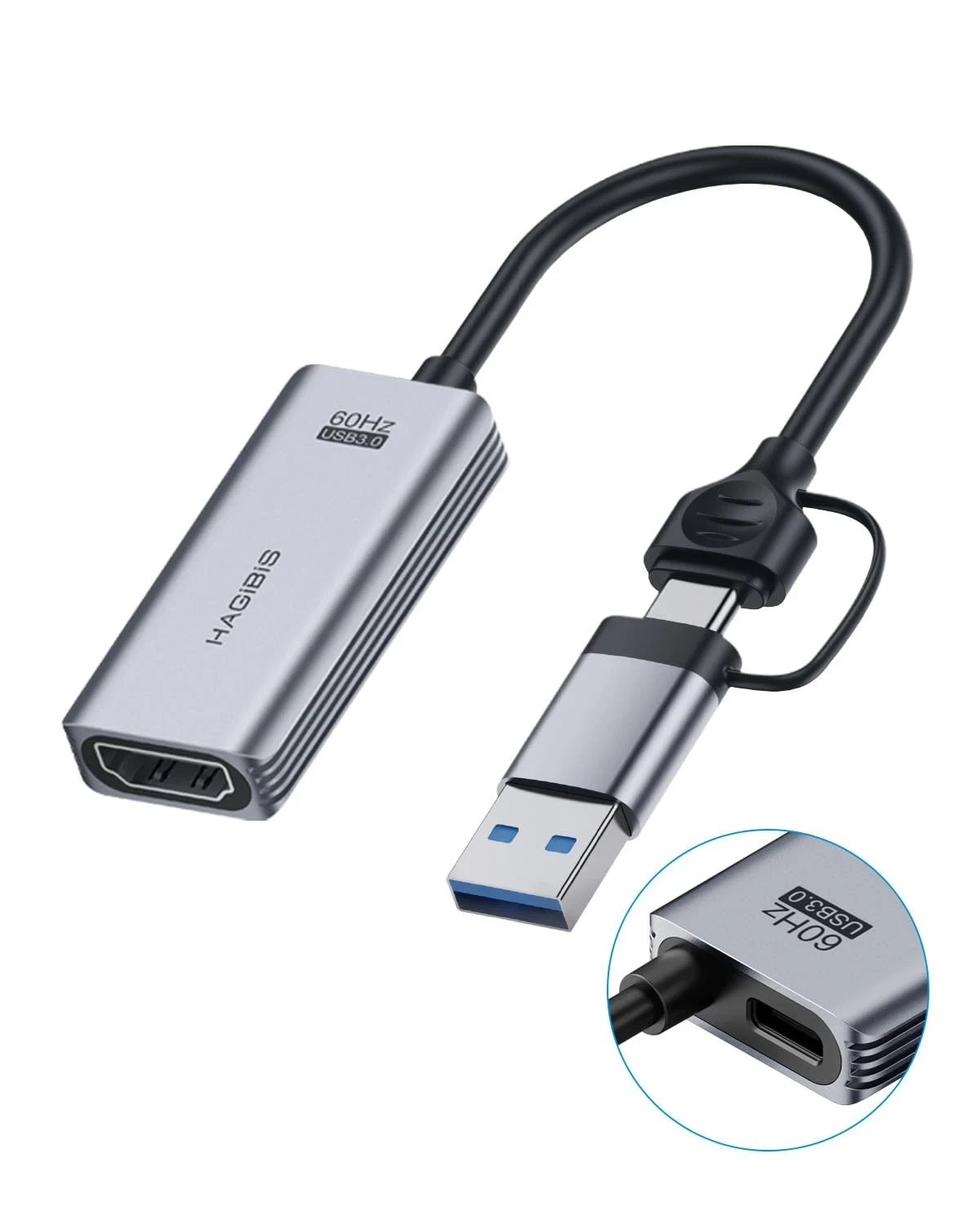 Hagibis USB3.0 Video Capture Card with 100W PD HDMI to USB/USB Small, UHC07P