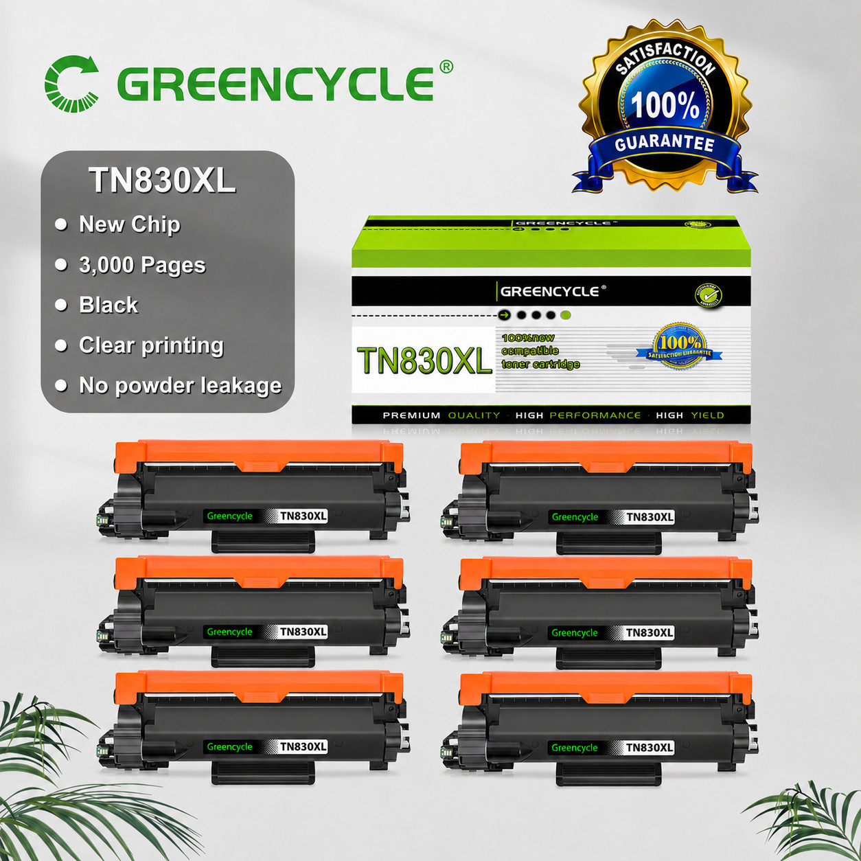 6-Pack TN830XL Cartridge Replacement for Brother TN-830 HL-L2460DW L2405W L2400D