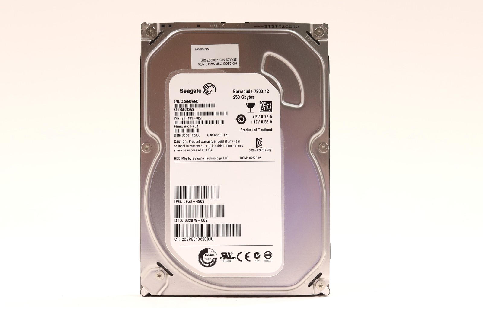 Seagate ST3250312AS 250GB 3.5" 3Gb/s 8MB 7.2K RPM SATA Hard Drive P/N:9YP131-022