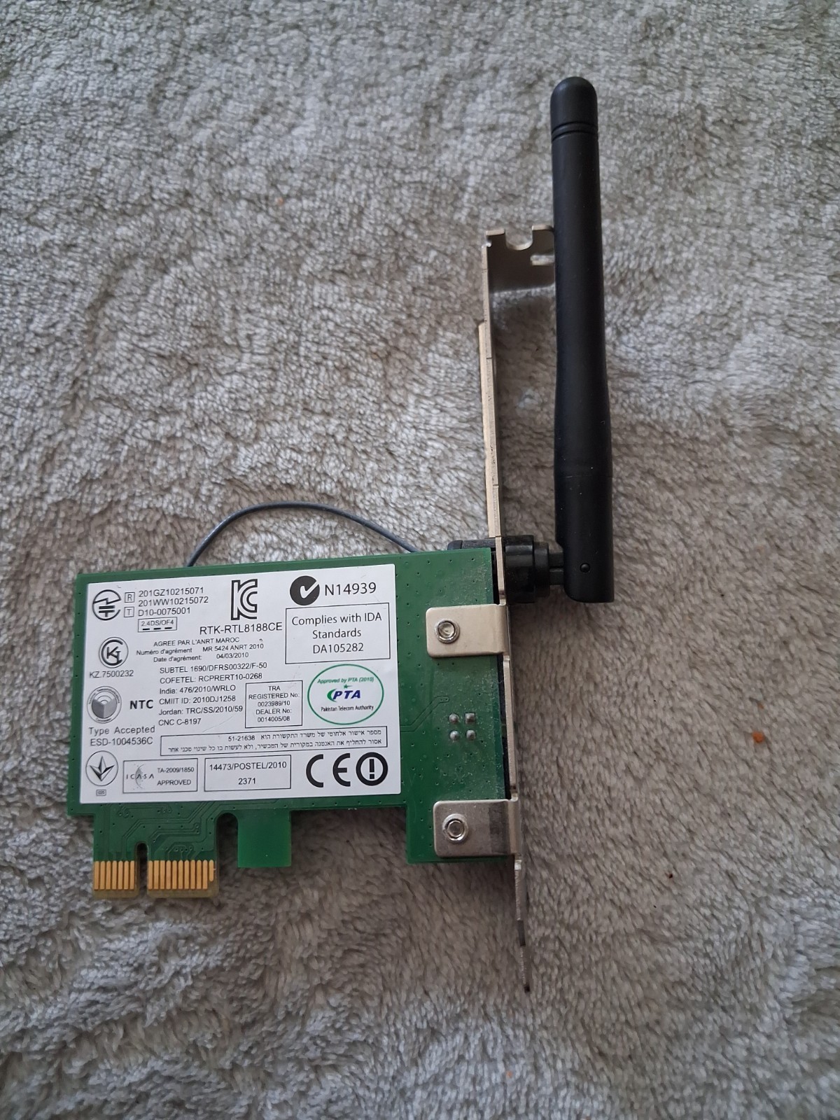 WPET-123GN-A-V02 PCI-E WLAN , SINGLE  WIFI ,RTK-RTL8188CE Wireless. 