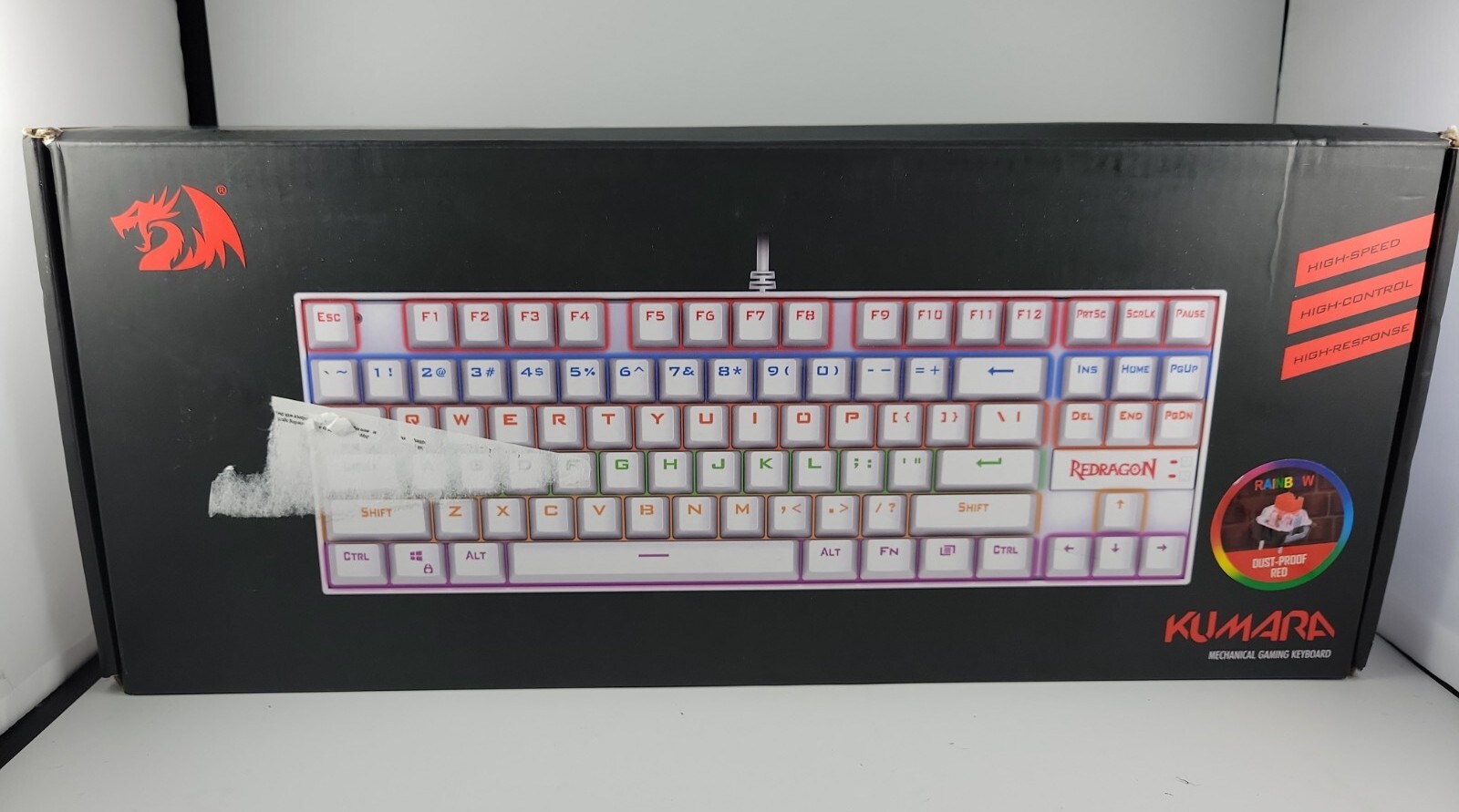 Red Dragon White RGB Kumara K552 Mechanical Backlit Keyboard Red Backlit Blue