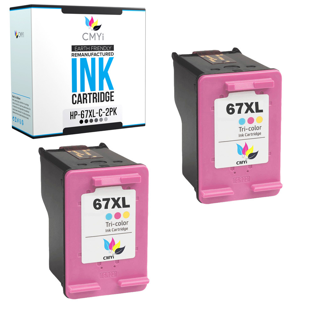 2-Pack Compatible HP 67XL Color Ink Cartridges for DeskJet 4155e 2755e 2700 2732